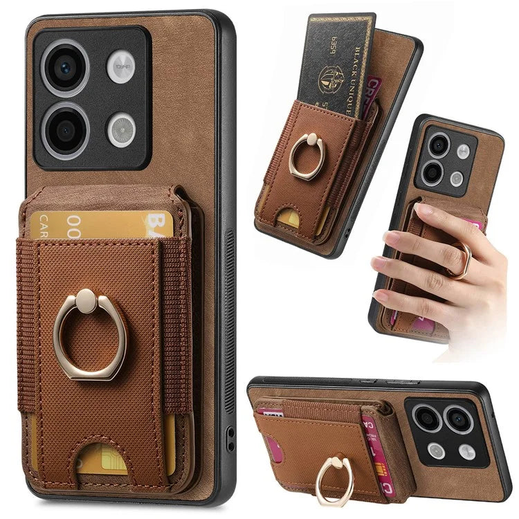 D14 For Xiaomi Redmi Note 13 Pro 5G  /  Xiaomi Poco X6 5G Case Vertical Flip Card Holder Ring Holder Kickstand Anti-Fall Cover