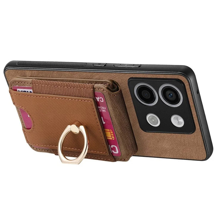 D14 For Xiaomi Redmi Note 13 Pro 5G  /  Xiaomi Poco X6 5G Case Vertical Flip Card Holder Ring Holder Kickstand Anti-Fall Cover