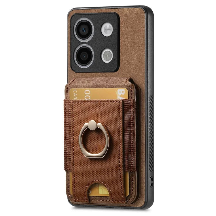 D14 For Xiaomi Redmi Note 13 Pro 5G  /  Xiaomi Poco X6 5G Case Vertical Flip Card Holder Ring Holder Kickstand Anti-Fall Cover