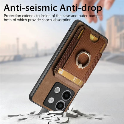 D14 For Xiaomi Redmi Note 13 Pro 5G  /  Xiaomi Poco X6 5G Case Vertical Flip Card Holder Ring Holder Kickstand Anti-Fall Cover