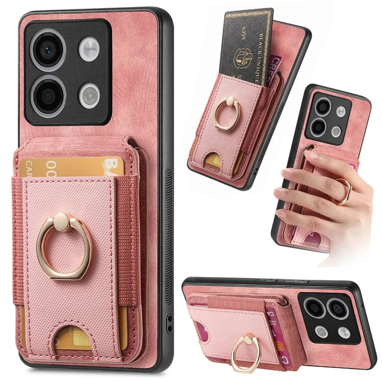 D14 For Xiaomi Redmi Note 13 Pro 5G  /  Xiaomi Poco X6 5G Case Vertical Flip Card Holder Ring Holder Kickstand Anti-Fall Cover
