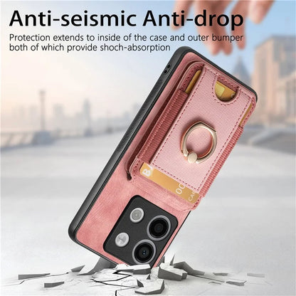 D14 For Xiaomi Redmi Note 13 Pro 5G  /  Xiaomi Poco X6 5G Case Vertical Flip Card Holder Ring Holder Kickstand Anti-Fall Cover