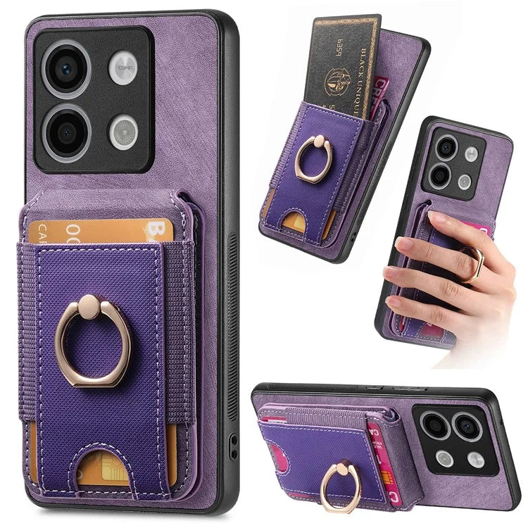 D14 For Xiaomi Redmi Note 13 Pro 5G  /  Xiaomi Poco X6 5G Case Vertical Flip Card Holder Ring Holder Kickstand Anti-Fall Cover