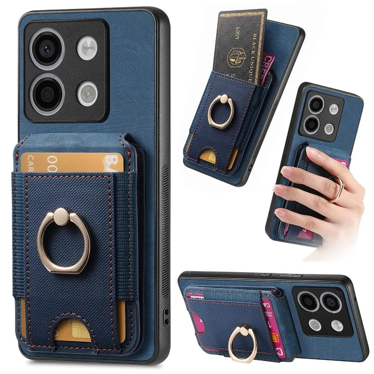 D14 For Xiaomi Redmi Note 13 Pro 5G  /  Xiaomi Poco X6 5G Case Vertical Flip Card Holder Ring Holder Kickstand Anti-Fall Cover