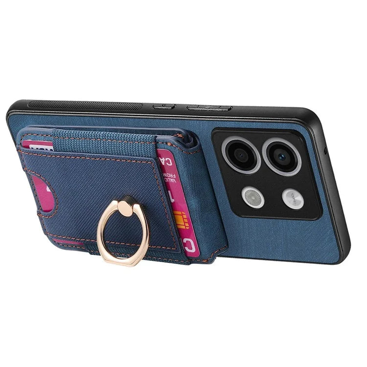 D14 For Xiaomi Redmi Note 13 Pro 5G  /  Xiaomi Poco X6 5G Case Vertical Flip Card Holder Ring Holder Kickstand Anti-Fall Cover
