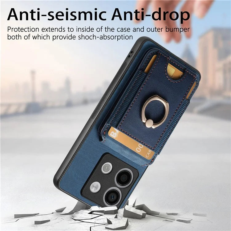 D14 For Xiaomi Redmi Note 13 Pro 5G  /  Xiaomi Poco X6 5G Case Vertical Flip Card Holder Ring Holder Kickstand Anti-Fall Cover
