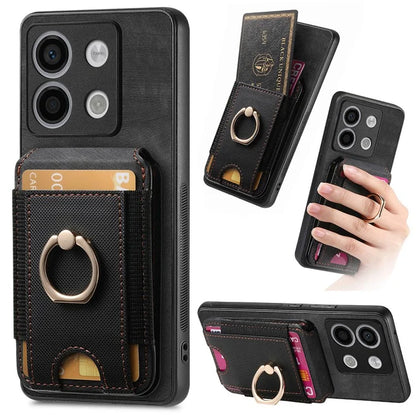 D14 For Xiaomi Redmi Note 13 Pro 5G  /  Xiaomi Poco X6 5G Case Vertical Flip Card Holder Ring Holder Kickstand Anti-Fall Cover