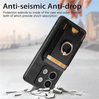 D14 For Xiaomi Redmi Note 13 Pro 5G  /  Xiaomi Poco X6 5G Case Vertical Flip Card Holder Ring Holder Kickstand Anti-Fall Cover