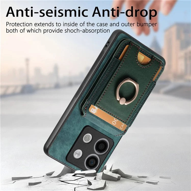 D14 For Xiaomi Redmi Note 13 Pro 5G  /  Xiaomi Poco X6 5G Case Vertical Flip Card Holder Ring Holder Kickstand Anti-Fall Cover