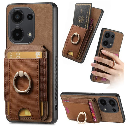 D14 For Xiaomi Redmi Note 13 Pro 4G  /  Xiaomi Poco M6 4G Case Vertical Flip Card Holder Ring Holder Kickstand Anti-Fall Cover