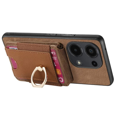 D14 For Xiaomi Redmi Note 13 Pro 4G  /  Xiaomi Poco M6 4G Case Vertical Flip Card Holder Ring Holder Kickstand Anti-Fall Cover