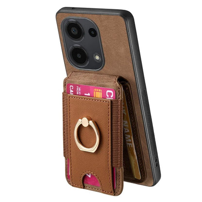 D14 For Xiaomi Redmi Note 13 Pro 4G  /  Xiaomi Poco M6 4G Case Vertical Flip Card Holder Ring Holder Kickstand Anti-Fall Cover