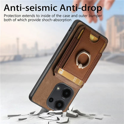 D14 For Xiaomi Redmi Note 13 Pro 4G  /  Xiaomi Poco M6 4G Case Vertical Flip Card Holder Ring Holder Kickstand Anti-Fall Cover