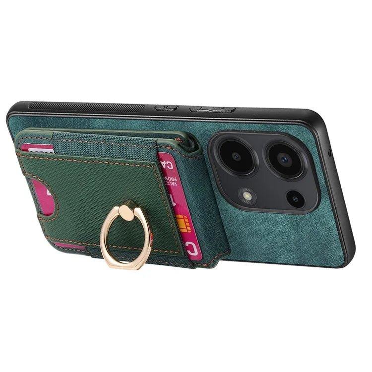 D14 For Xiaomi Redmi Note 13 Pro 4G  /  Xiaomi Poco M6 4G Case Vertical Flip Card Holder Ring Holder Kickstand Anti-Fall Cover