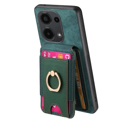 D14 For Xiaomi Redmi Note 13 Pro 4G  /  Xiaomi Poco M6 4G Case Vertical Flip Card Holder Ring Holder Kickstand Anti-Fall Cover