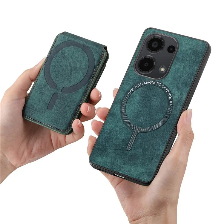 D14 For Xiaomi Redmi Note 13 Pro 4G  /  Xiaomi Poco M6 4G Case Vertical Flip Card Holder Ring Holder Kickstand Anti-Fall Cover