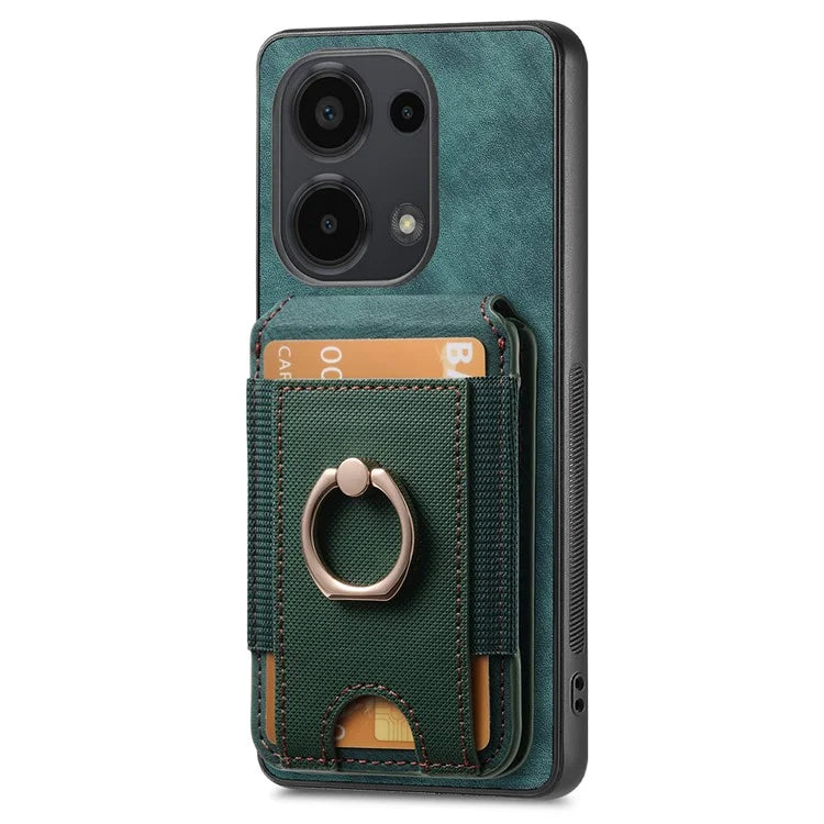 D14 For Xiaomi Redmi Note 13 Pro 4G  /  Xiaomi Poco M6 4G Case Vertical Flip Card Holder Ring Holder Kickstand Anti-Fall Cover