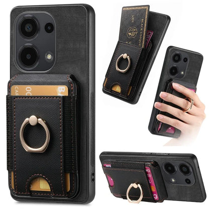 D14 For Xiaomi Redmi Note 13 Pro 4G  /  Xiaomi Poco M6 4G Case Vertical Flip Card Holder Ring Holder Kickstand Anti-Fall Cover
