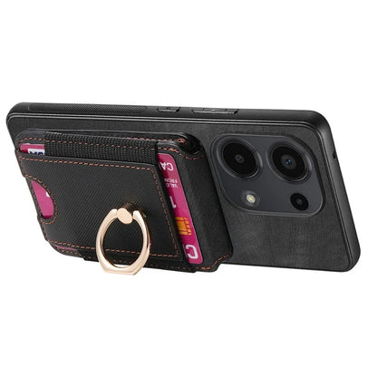 D14 For Xiaomi Redmi Note 13 Pro 4G  /  Xiaomi Poco M6 4G Case Vertical Flip Card Holder Ring Holder Kickstand Anti-Fall Cover