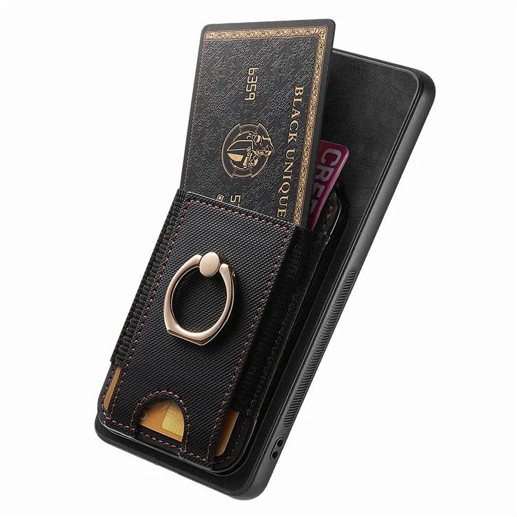 D14 For Xiaomi Redmi Note 13 Pro 4G  /  Xiaomi Poco M6 4G Case Vertical Flip Card Holder Ring Holder Kickstand Anti-Fall Cover