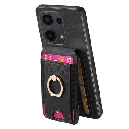 D14 For Xiaomi Redmi Note 13 Pro 4G  /  Xiaomi Poco M6 4G Case Vertical Flip Card Holder Ring Holder Kickstand Anti-Fall Cover