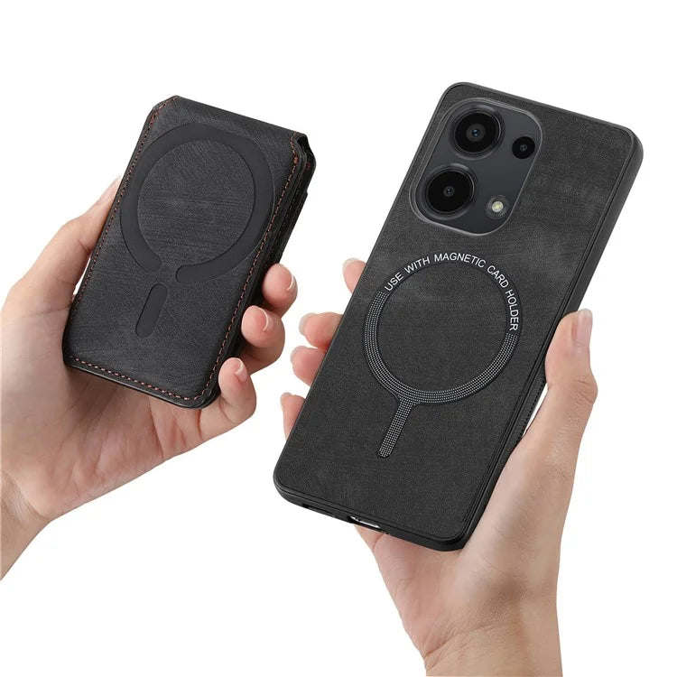 D14 For Xiaomi Redmi Note 13 Pro 4G  /  Xiaomi Poco M6 4G Case Vertical Flip Card Holder Ring Holder Kickstand Anti-Fall Cover