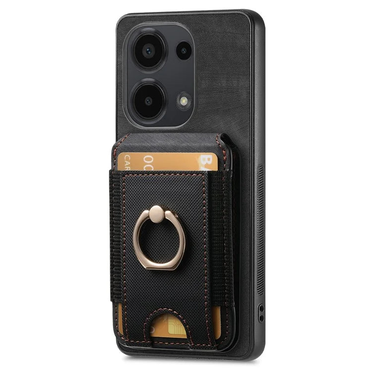 D14 For Xiaomi Redmi Note 13 Pro 4G  /  Xiaomi Poco M6 4G Case Vertical Flip Card Holder Ring Holder Kickstand Anti-Fall Cover