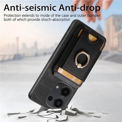 D14 For Xiaomi Redmi Note 13 Pro 4G  /  Xiaomi Poco M6 4G Case Vertical Flip Card Holder Ring Holder Kickstand Anti-Fall Cover