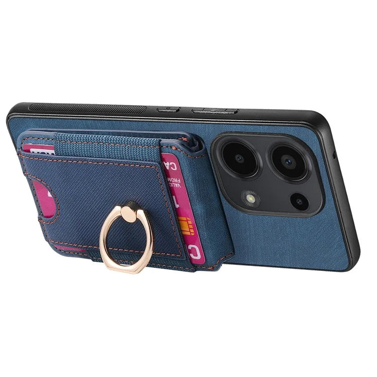 D14 For Xiaomi Redmi Note 13 Pro 4G  /  Xiaomi Poco M6 4G Case Vertical Flip Card Holder Ring Holder Kickstand Anti-Fall Cover