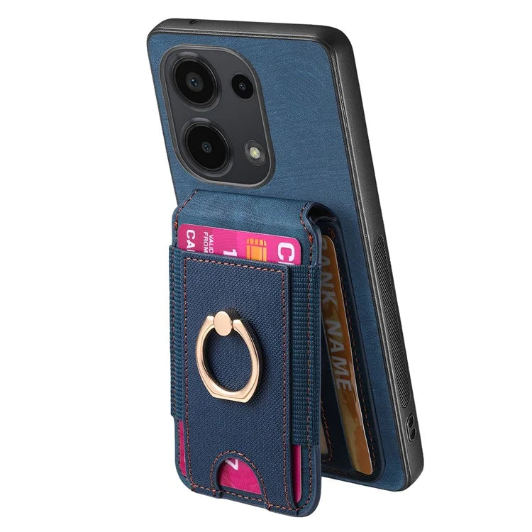 D14 For Xiaomi Redmi Note 13 Pro 4G  /  Xiaomi Poco M6 4G Case Vertical Flip Card Holder Ring Holder Kickstand Anti-Fall Cover