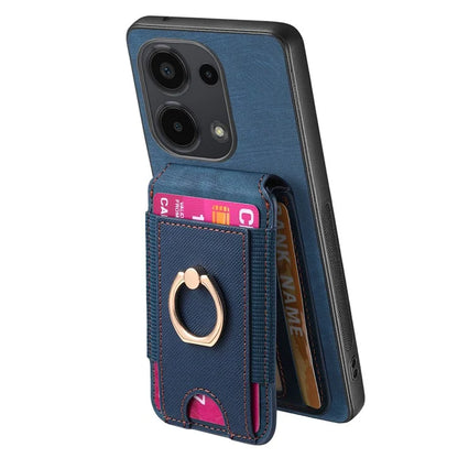 D14 For Xiaomi Redmi Note 13 Pro 4G  /  Xiaomi Poco M6 4G Case Vertical Flip Card Holder Ring Holder Kickstand Anti-Fall Cover