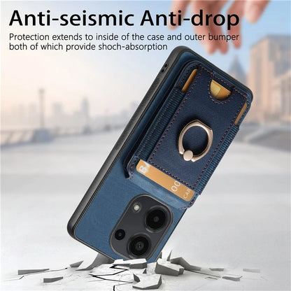 D14 For Xiaomi Redmi Note 13 Pro 4G  /  Xiaomi Poco M6 4G Case Vertical Flip Card Holder Ring Holder Kickstand Anti-Fall Cover