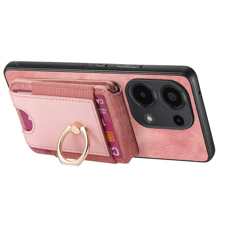 D14 For Xiaomi Redmi Note 13 Pro 4G  /  Xiaomi Poco M6 4G Case Vertical Flip Card Holder Ring Holder Kickstand Anti-Fall Cover