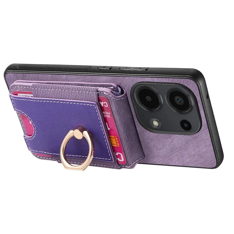 D14 For Xiaomi Redmi Note 13 Pro 4G  /  Xiaomi Poco M6 4G Case Vertical Flip Card Holder Ring Holder Kickstand Anti-Fall Cover