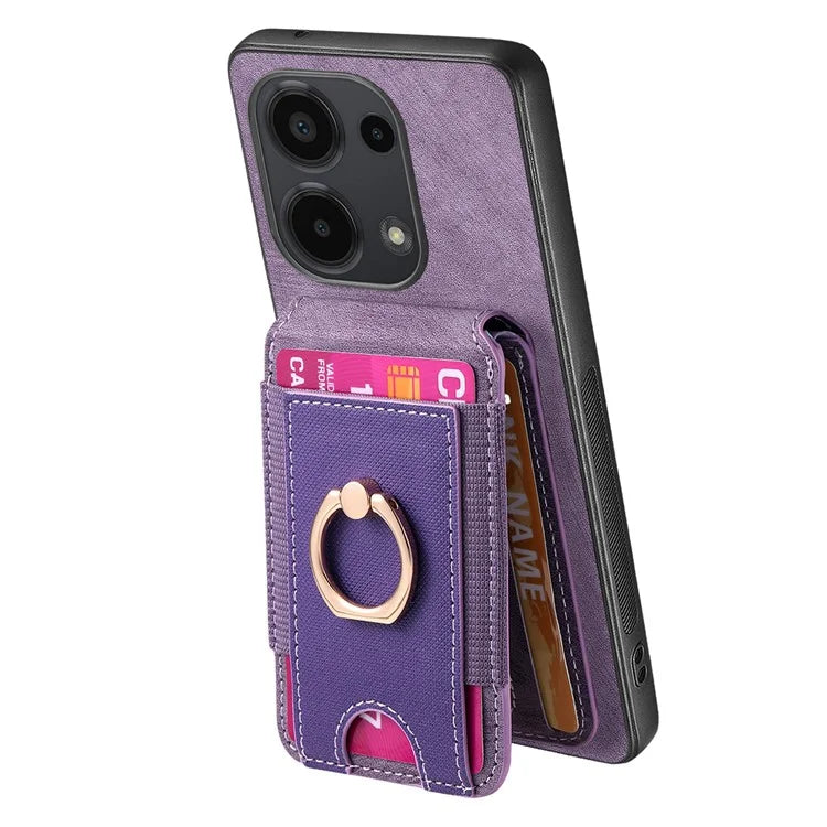 D14 For Xiaomi Redmi Note 13 Pro 4G  /  Xiaomi Poco M6 4G Case Vertical Flip Card Holder Ring Holder Kickstand Anti-Fall Cover