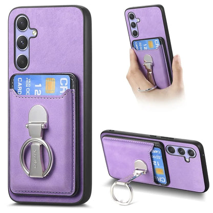 B4 For Samsung Galaxy A54 5G Case Skin-Touch Texture Caseneo Ring Holder Kickstand Anti-Drop Cover with Card Holder