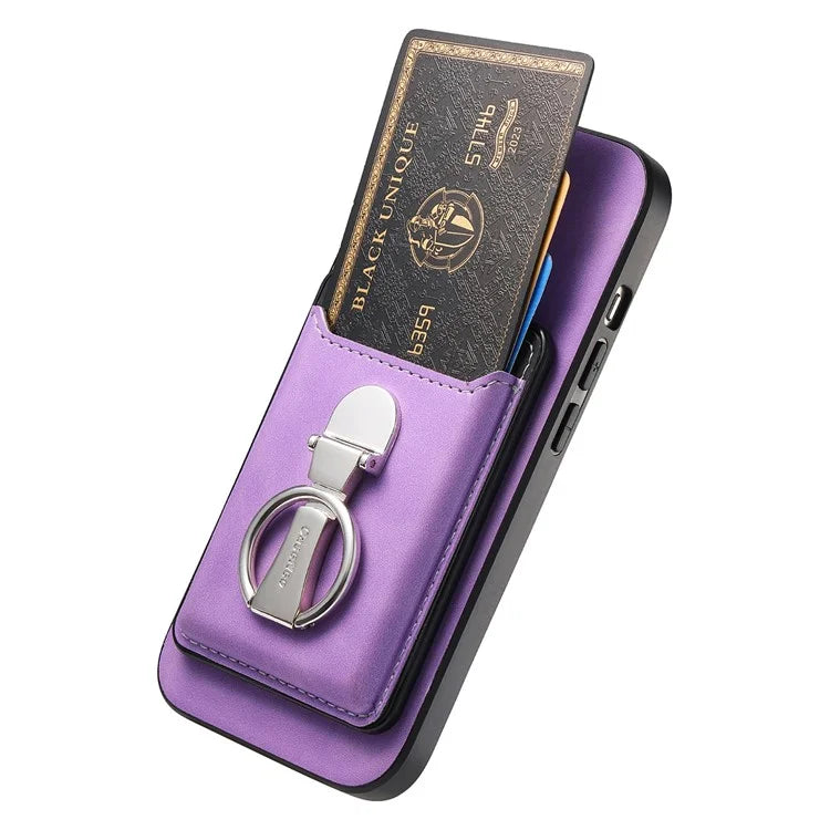 B4 For Samsung Galaxy A54 5G Case Skin-Touch Texture Caseneo Ring Holder Kickstand Anti-Drop Cover with Card Holder
