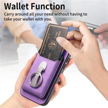 B4 For Samsung Galaxy A54 5G Case Skin-Touch Texture Caseneo Ring Holder Kickstand Anti-Drop Cover with Card Holder