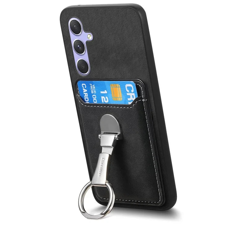 B4 For Samsung Galaxy A54 5G Case Skin-Touch Texture Caseneo Ring Holder Kickstand Anti-Drop Cover with Card Holder