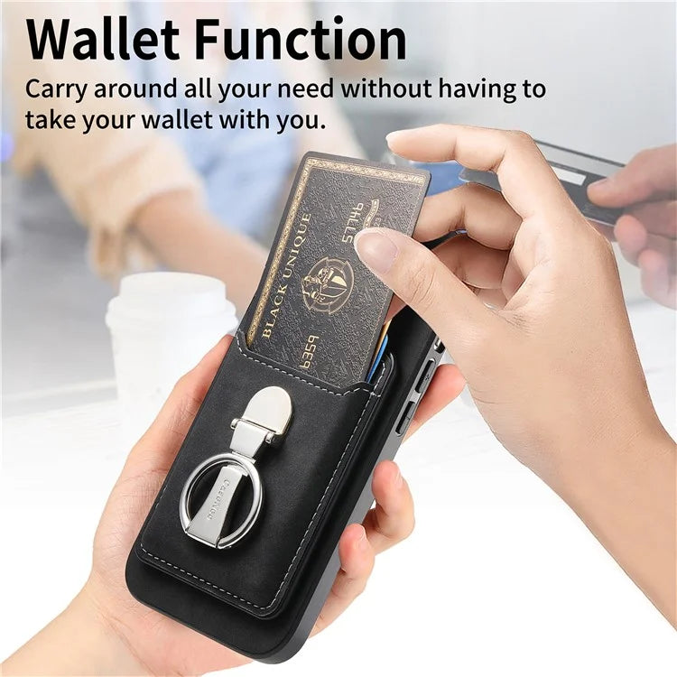 B4 For Samsung Galaxy A54 5G Case Skin-Touch Texture Caseneo Ring Holder Kickstand Anti-Drop Cover with Card Holder
