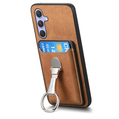 B4 For Samsung Galaxy A54 5G Case Skin-Touch Texture Caseneo Ring Holder Kickstand Anti-Drop Cover with Card Holder
