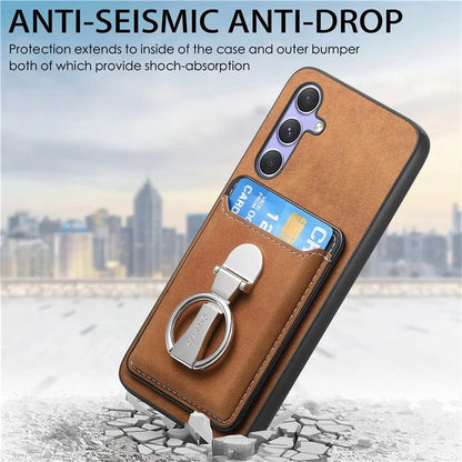 B4 For Samsung Galaxy A54 5G Case Skin-Touch Texture Caseneo Ring Holder Kickstand Anti-Drop Cover with Card Holder