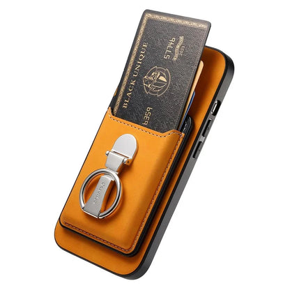 B4 For Samsung Galaxy A54 5G Case Skin-Touch Texture Caseneo Ring Holder Kickstand Anti-Drop Cover with Card Holder