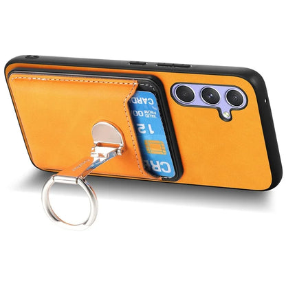 B4 For Samsung Galaxy A54 5G Case Skin-Touch Texture Caseneo Ring Holder Kickstand Anti-Drop Cover with Card Holder