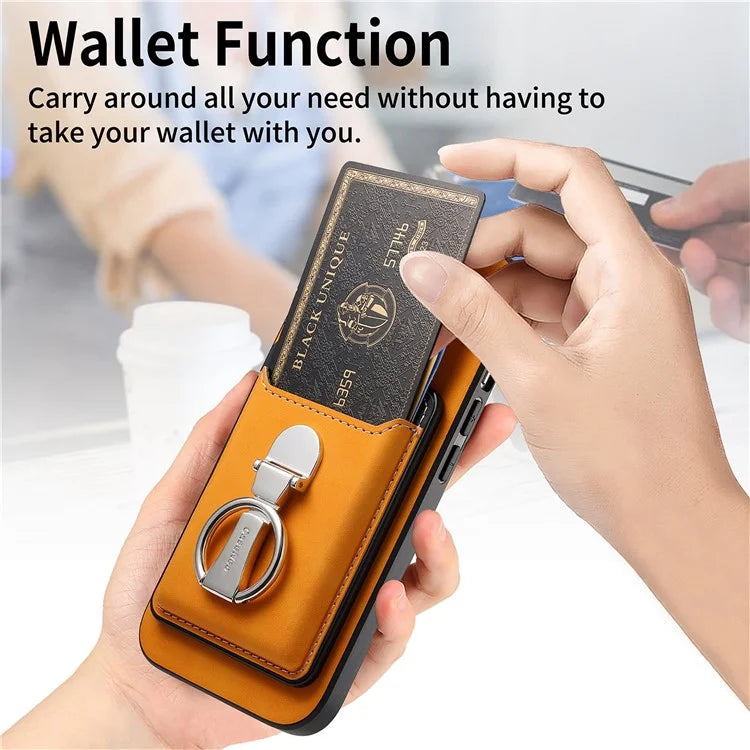 B4 For Samsung Galaxy A54 5G Case Skin-Touch Texture Caseneo Ring Holder Kickstand Anti-Drop Cover with Card Holder