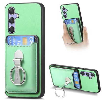 B4 For Samsung Galaxy A54 5G Case Skin-Touch Texture Caseneo Ring Holder Kickstand Anti-Drop Cover with Card Holder