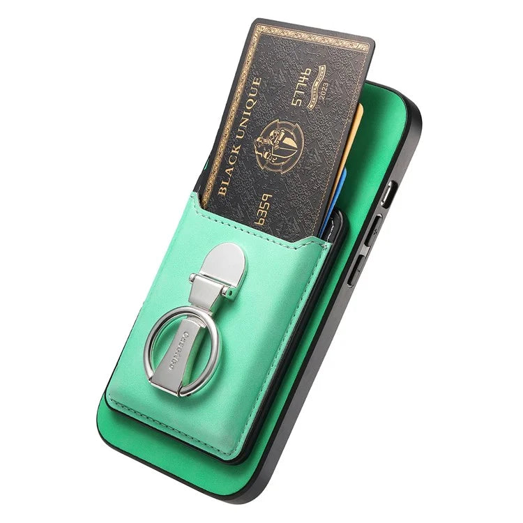 B4 For Samsung Galaxy A54 5G Case Skin-Touch Texture Caseneo Ring Holder Kickstand Anti-Drop Cover with Card Holder