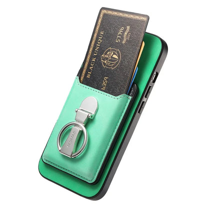 B4 For Samsung Galaxy A54 5G Case Skin-Touch Texture Caseneo Ring Holder Kickstand Anti-Drop Cover with Card Holder