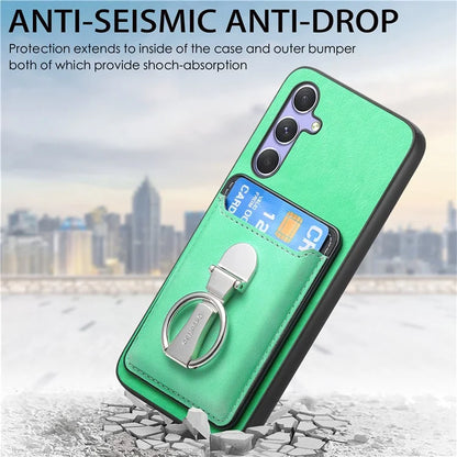 B4 For Samsung Galaxy A54 5G Case Skin-Touch Texture Caseneo Ring Holder Kickstand Anti-Drop Cover with Card Holder