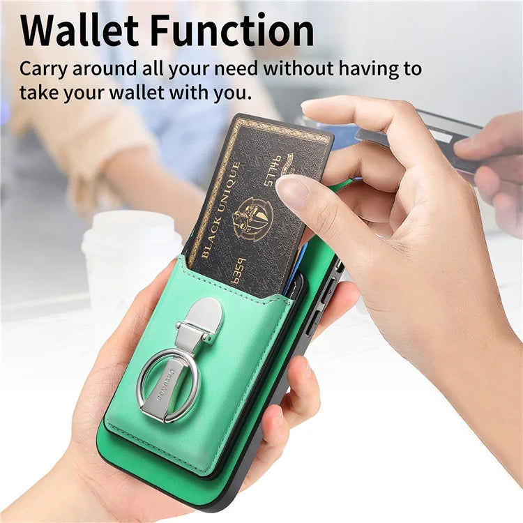 B4 For Samsung Galaxy A54 5G Case Skin-Touch Texture Caseneo Ring Holder Kickstand Anti-Drop Cover with Card Holder